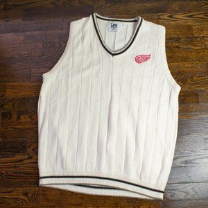 Vintage Men's Lee Sport Sweater Vest V-Neck 1980s Hockey Detroit Red Wings